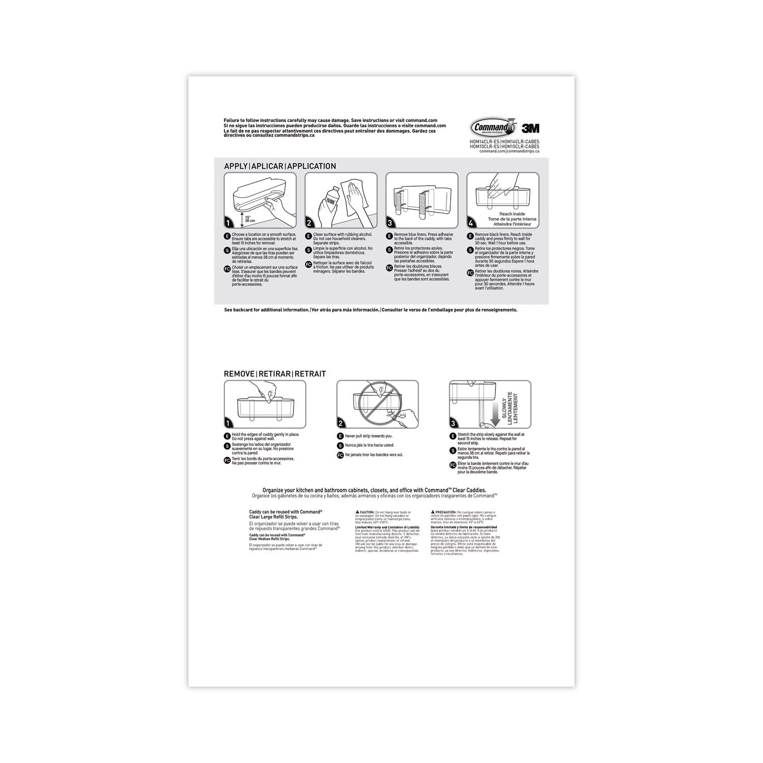 Command Large Caddy, 4 lb Capacity, 8.5"w, Clear (70005143550)