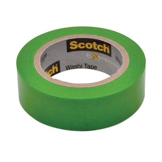 Scotch Expressions Washi Tape, 1.25" Core, 0.59" x 32.75 ft, Green (70005188761)