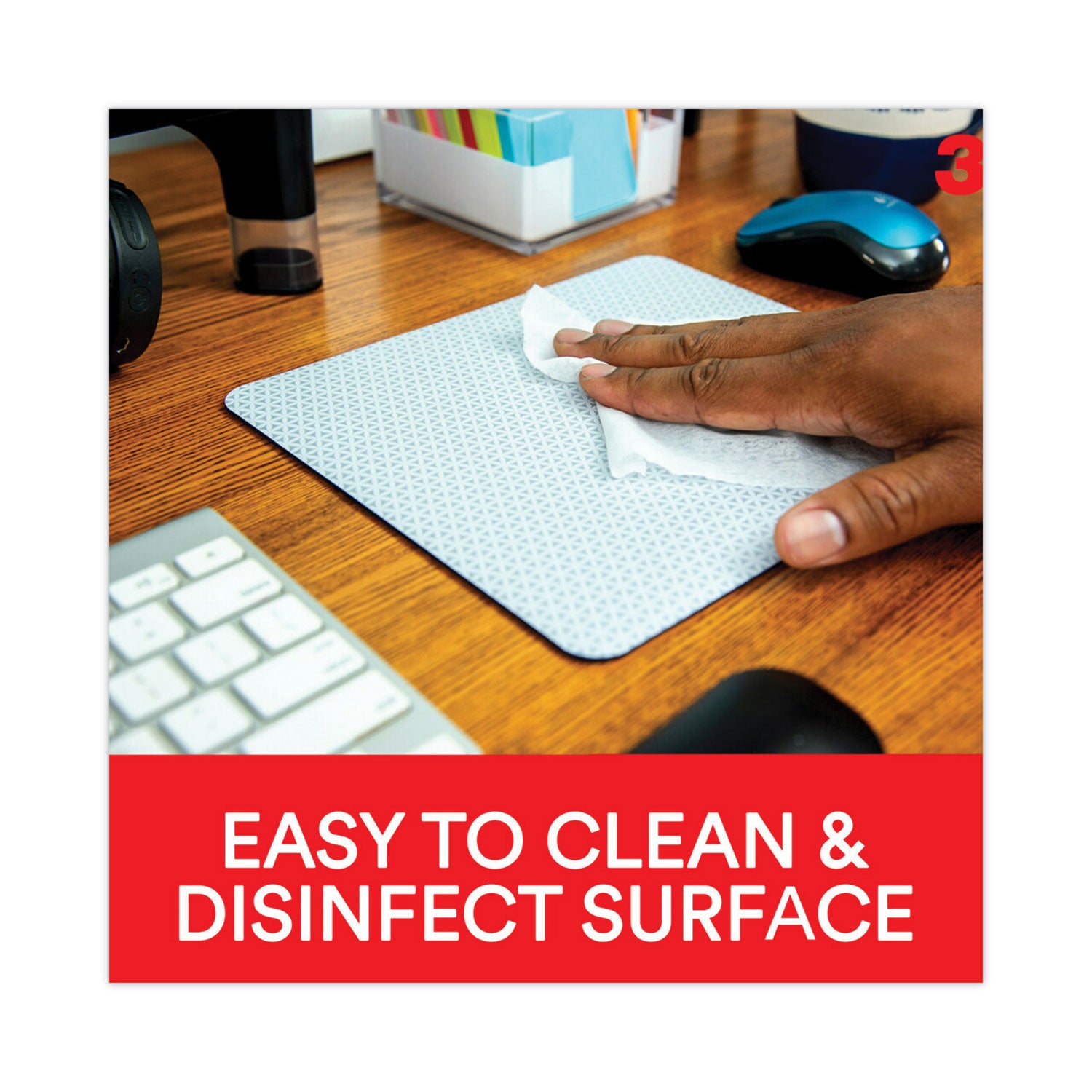 3M Precise Mouse Pad with Nonskid Repositionable Adhesive Back, 8.5 x 7, Bitmap Design (MP200PS)