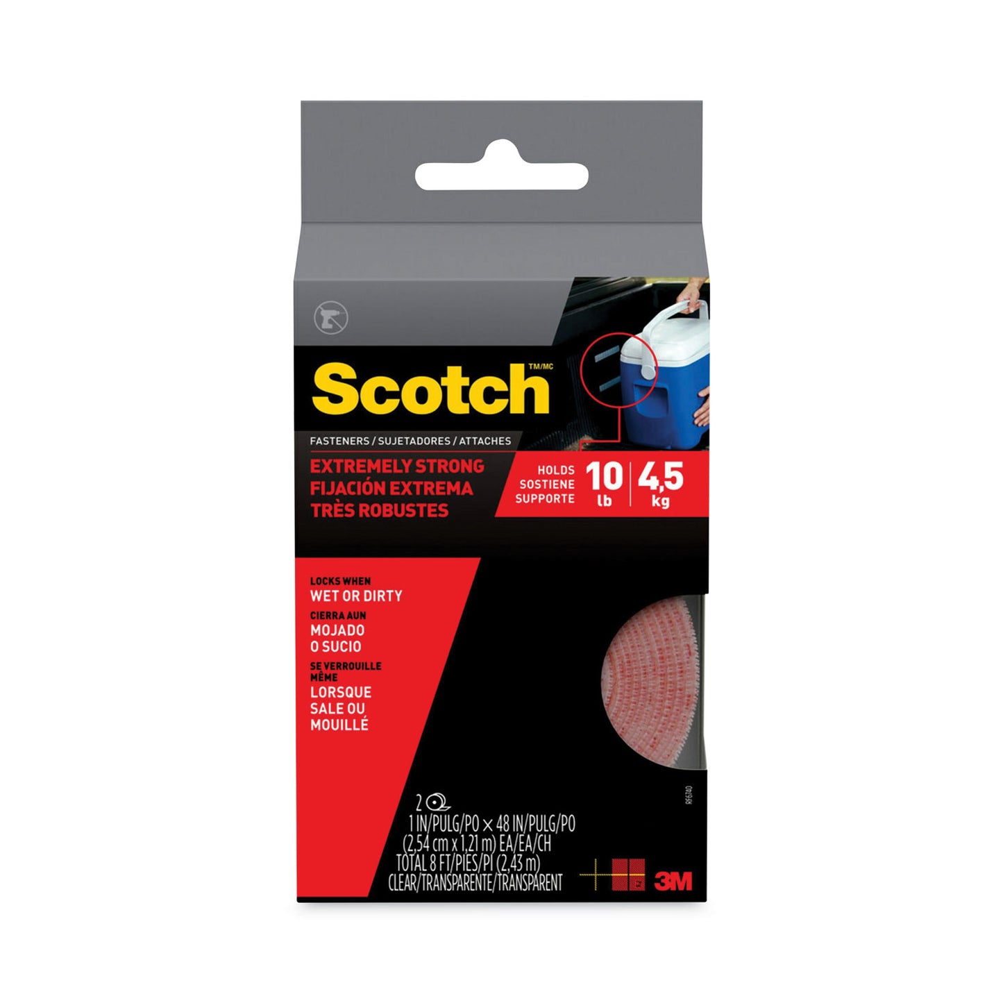 Scotch Extreme Fasteners, 1" x 4 ft, Clear, 2/Pack (RF6740)