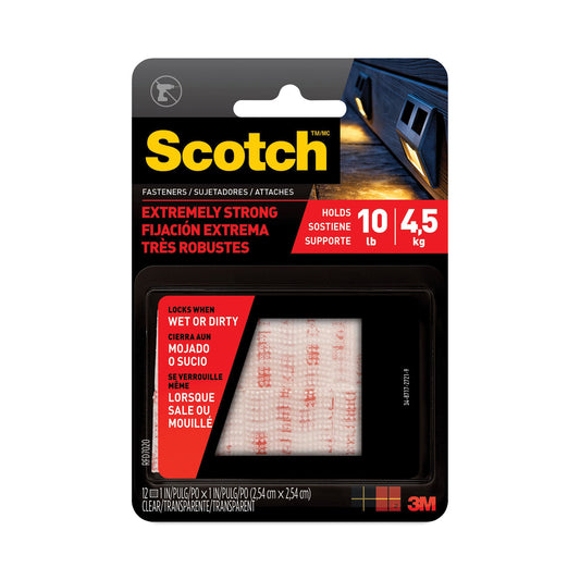 Scotch Extreme Fasteners, 1" x 1", White, 6/Pack (RFD7020)