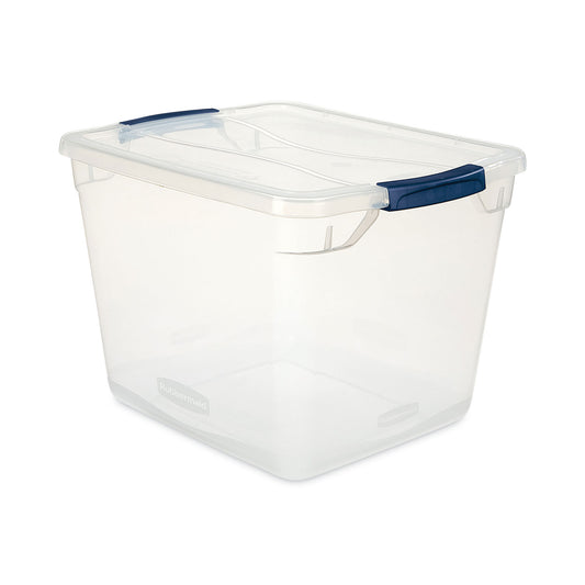 Rubbermaid Clever Store Basic Latch-Lid Container, 30 qt, 13.37" x 18.75" x 10.5", Clear (RMCC300014)