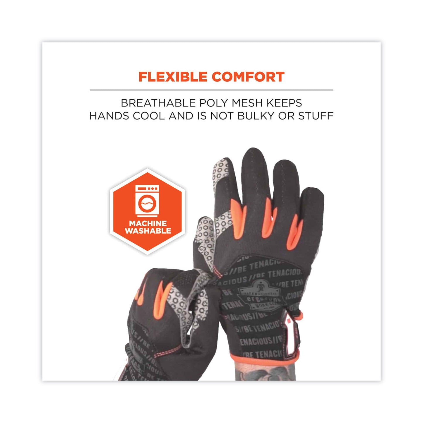 ergodyne ProFlex 821 Smooth Surface Handling Gloves, Black, Large, Pair (17234)