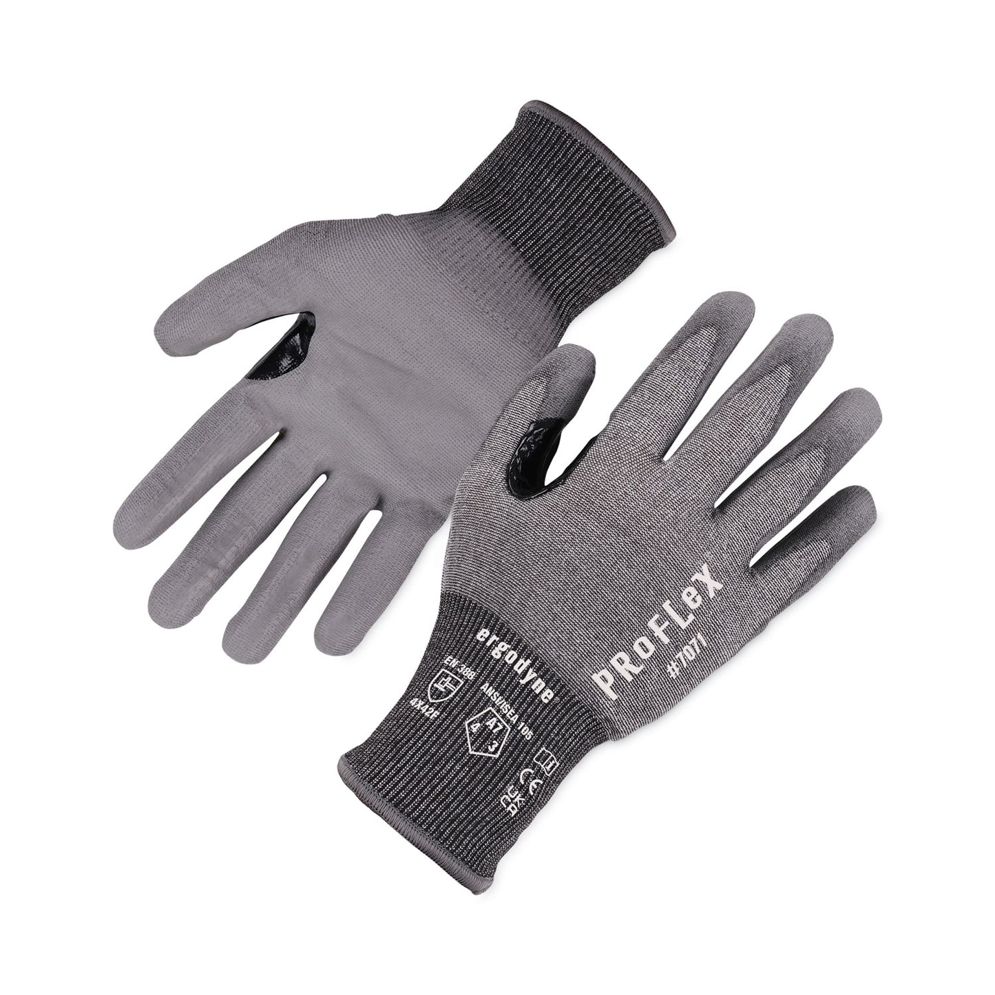 ergodyne ProFlex 7071 ANSI A7 PU Coated CR Gloves, Gray, Small, 12 Pairs/Pack (18062)