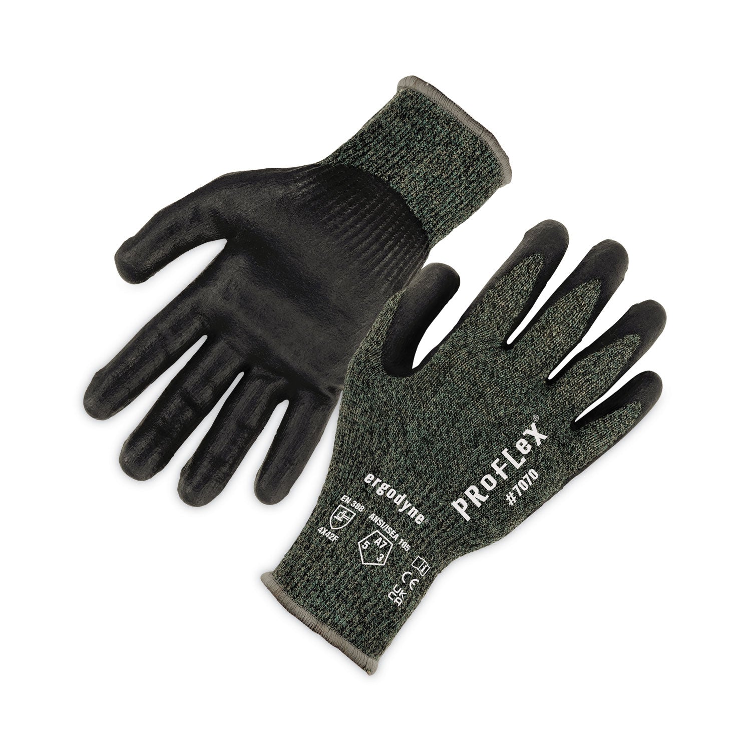 ergodyne ProFlex 7070 ANSI A7 Nitrile Coated CR Gloves, Green, X-Large, 12 Pairs/Pack (18035)