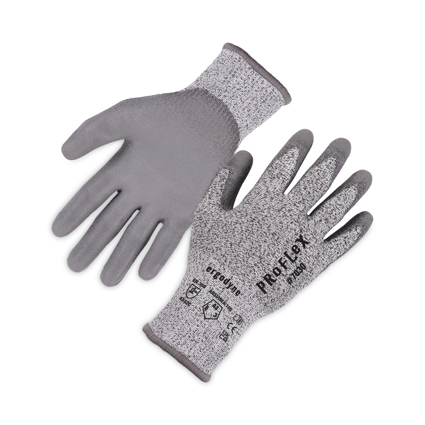 ergodyne ProFlex 7030 ANSI A3 PU Coated CR Gloves, Gray, 2X-Large, Pair (10466)