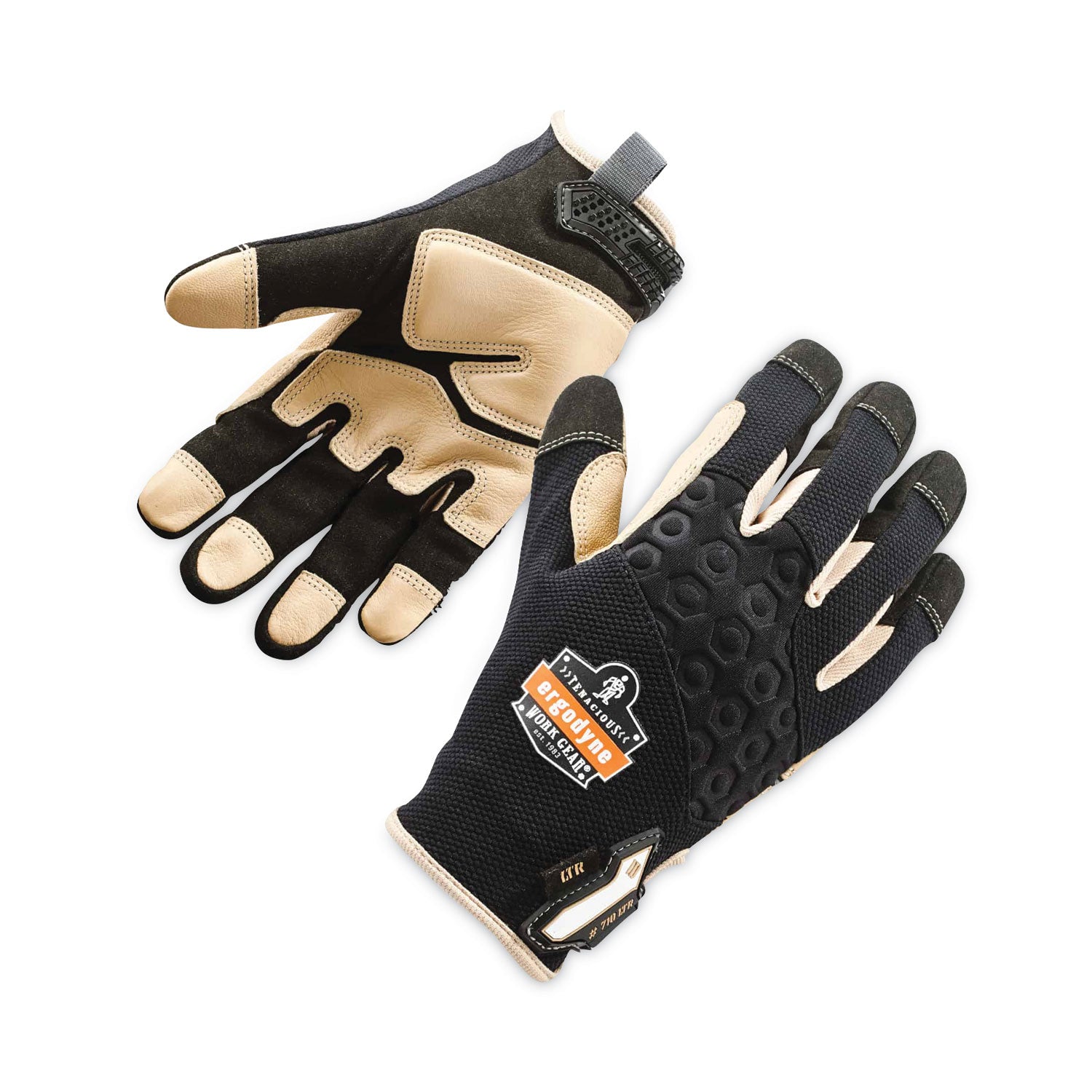 ergodyne ProFlex 710LTR Heavy-Duty Leather-Reinforced Gloves, Black, Small, Pair (17142)