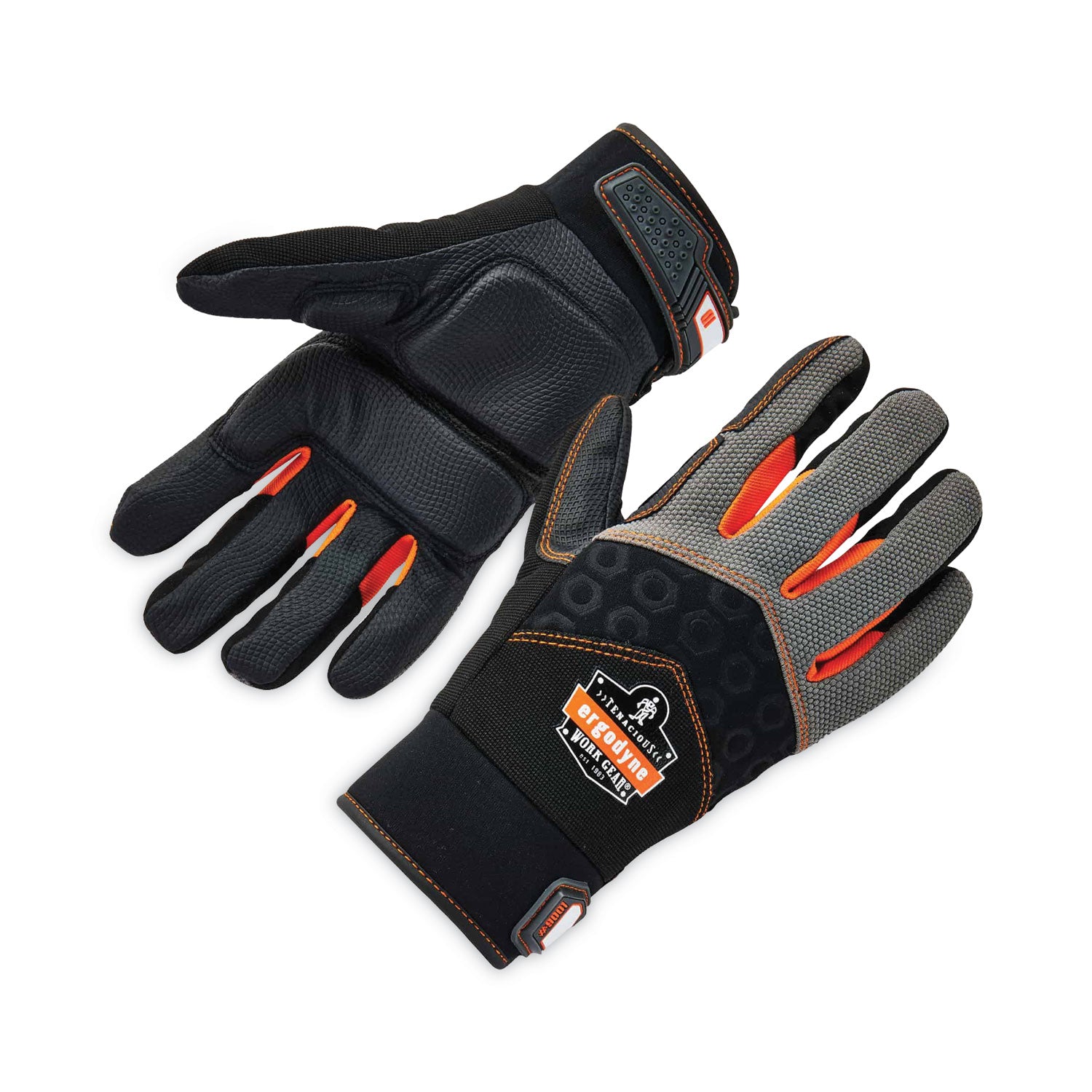 ergodyne ProFlex 9001 Full-Finger Impact Gloves, Black, Medium, Pair (17773)