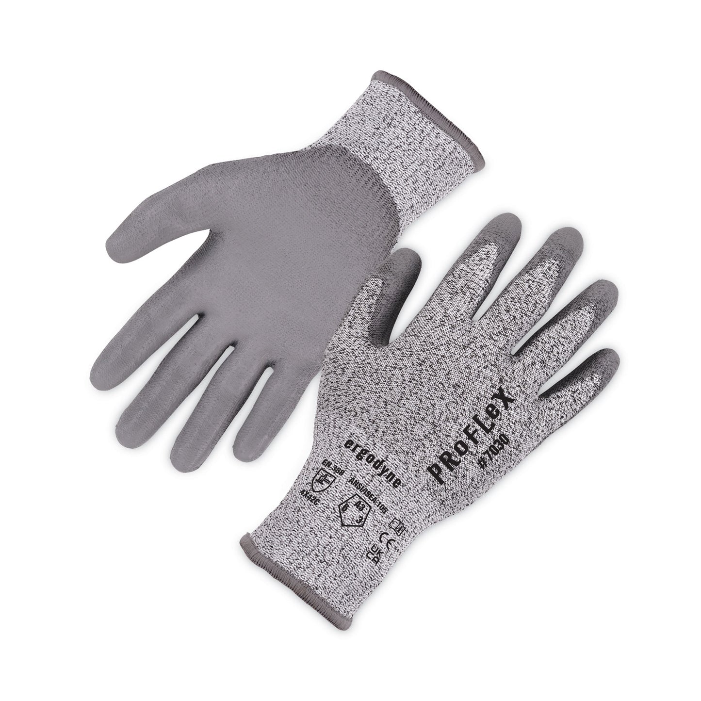 ergodyne ProFlex 7030 ANSI A3 PU Coated CR Gloves, Gray, Small, Pair (10462)