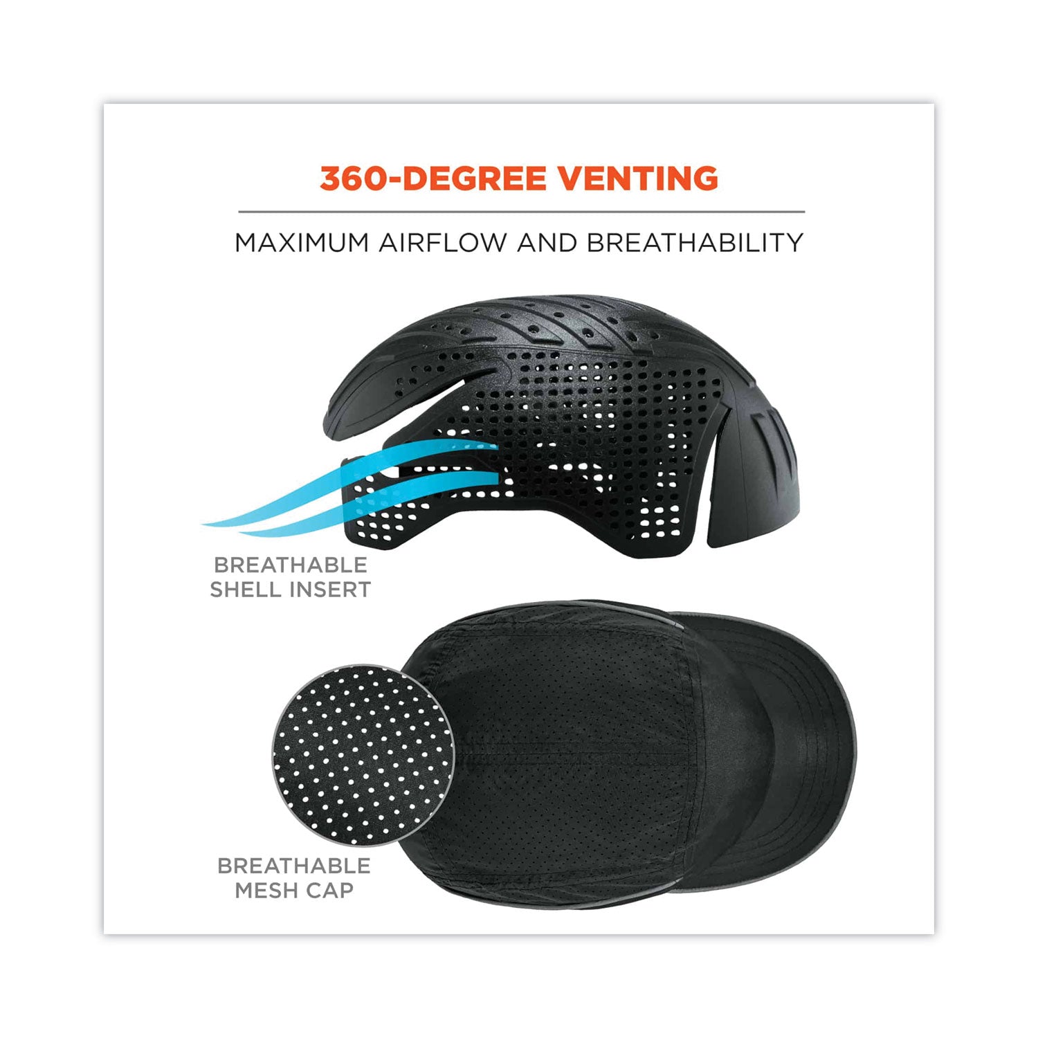 ergodyne Skullerz 8955 Lightweight Bump Cap Hat, Micro Brom, Black (23362)