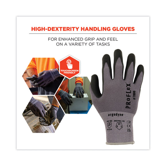 ergodyne ProFlex 7000 Nitrile-Coated Gloves Microfoam Palm, Gray, Medium, Pair (10373)