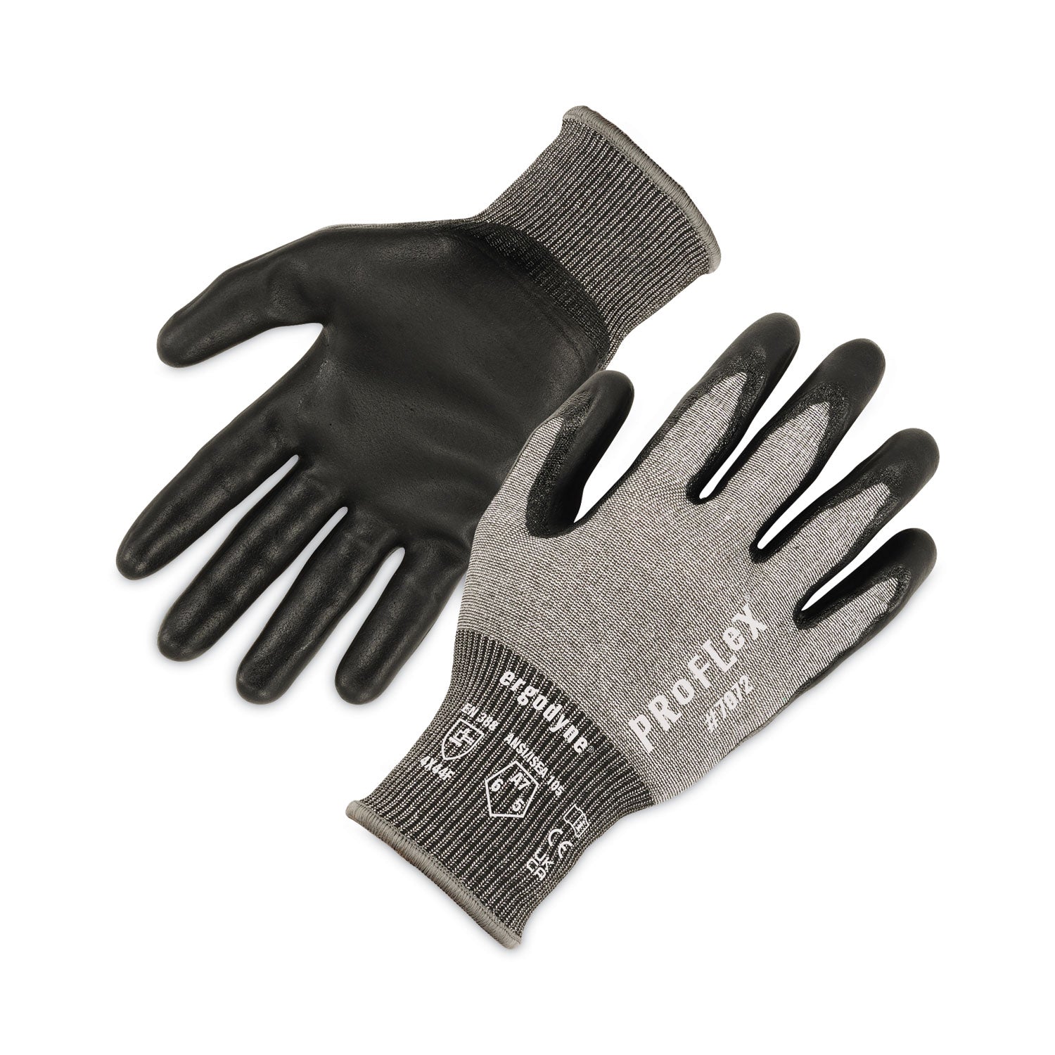 ergodyne ProFlex 7072 ANSI A7 Nitrile-Coated CR Gloves, Gray, Medium, Pair (10313)