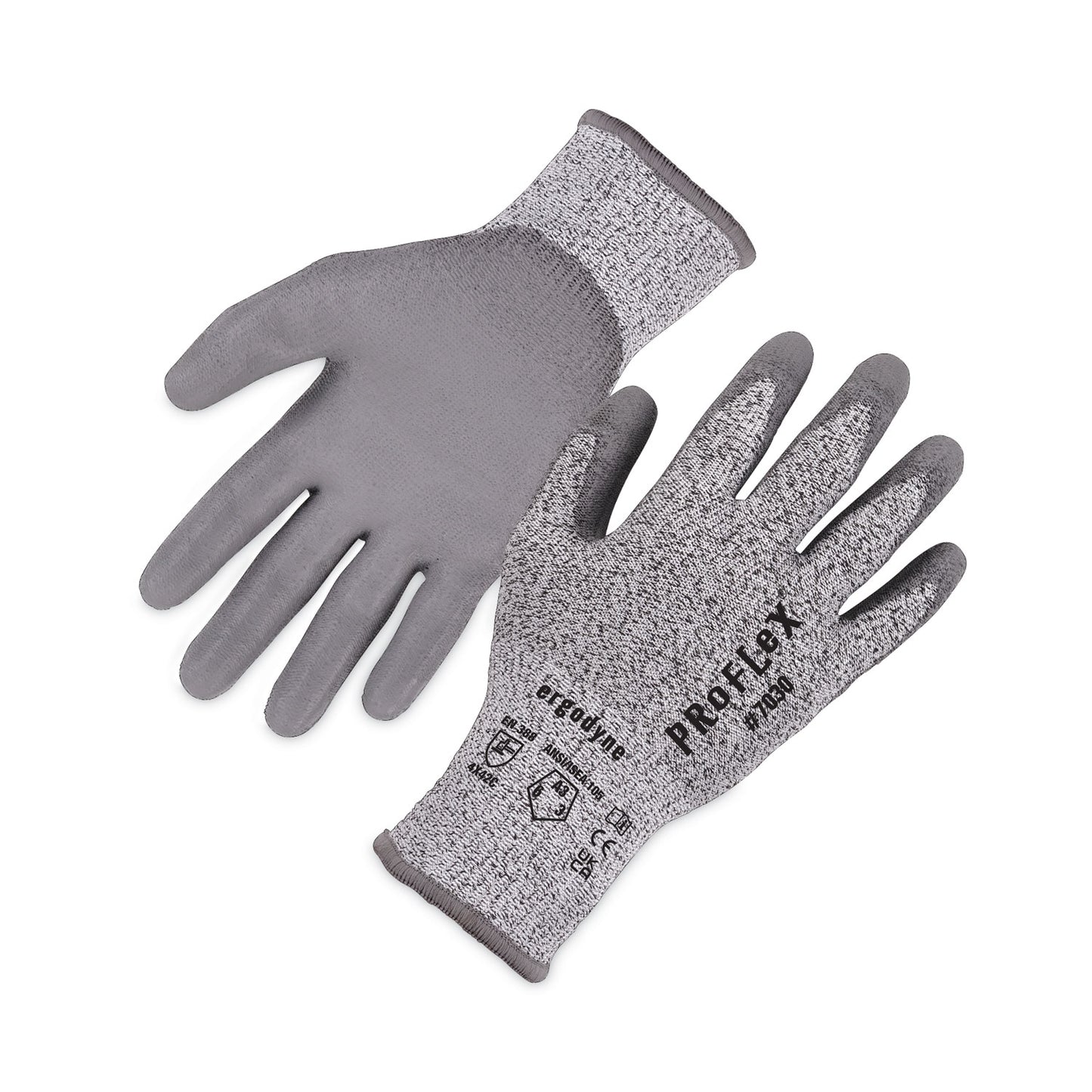 ergodyne ProFlex 7030 ANSI A3 PU Coated CR Gloves, Gray, Medium, 12 Pairs/Pack (10453)