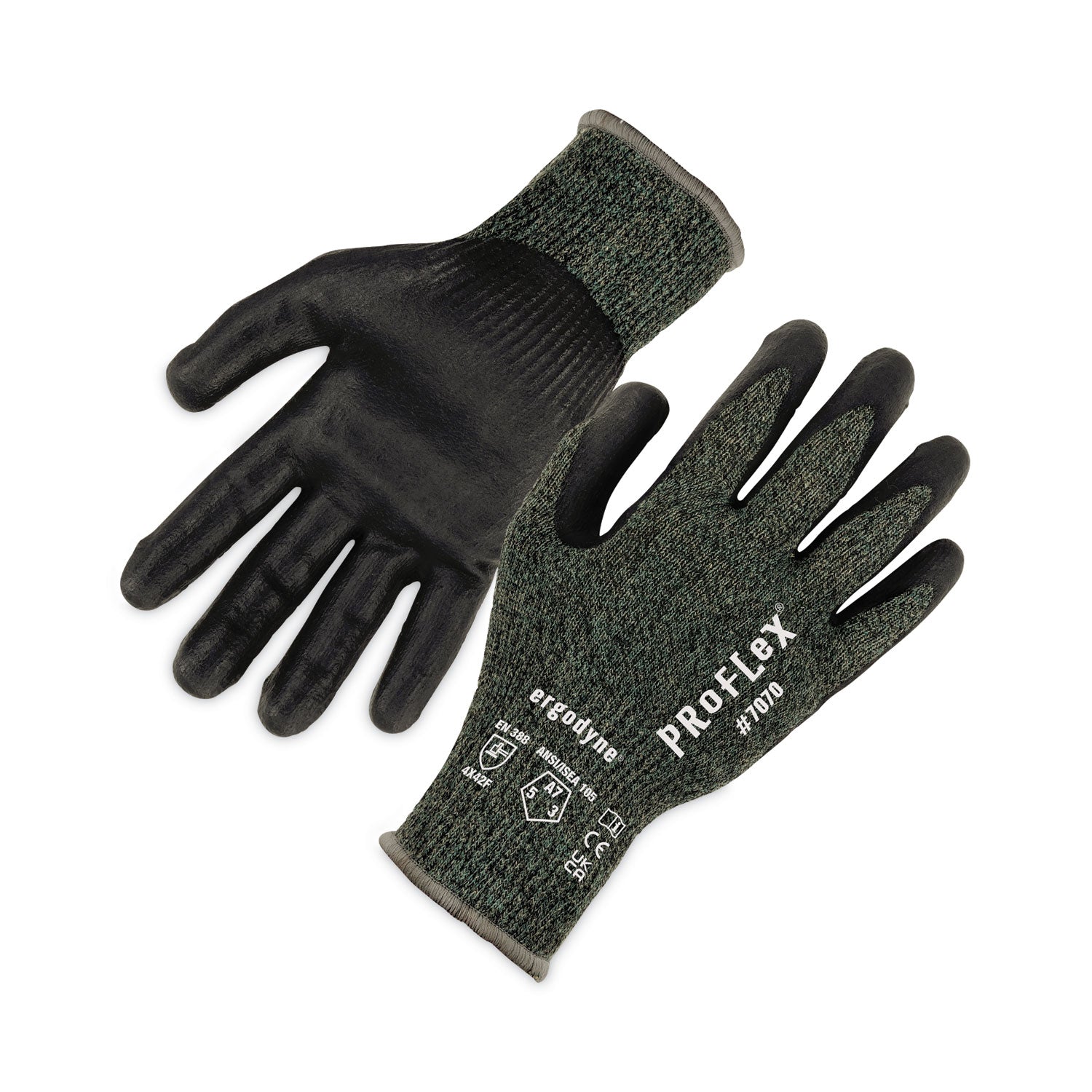 ergodyne ProFlex 7070 ANSI A7 Nitrile Coated CR Gloves, Green, Medium, 12 Pairs/Pack (18033)