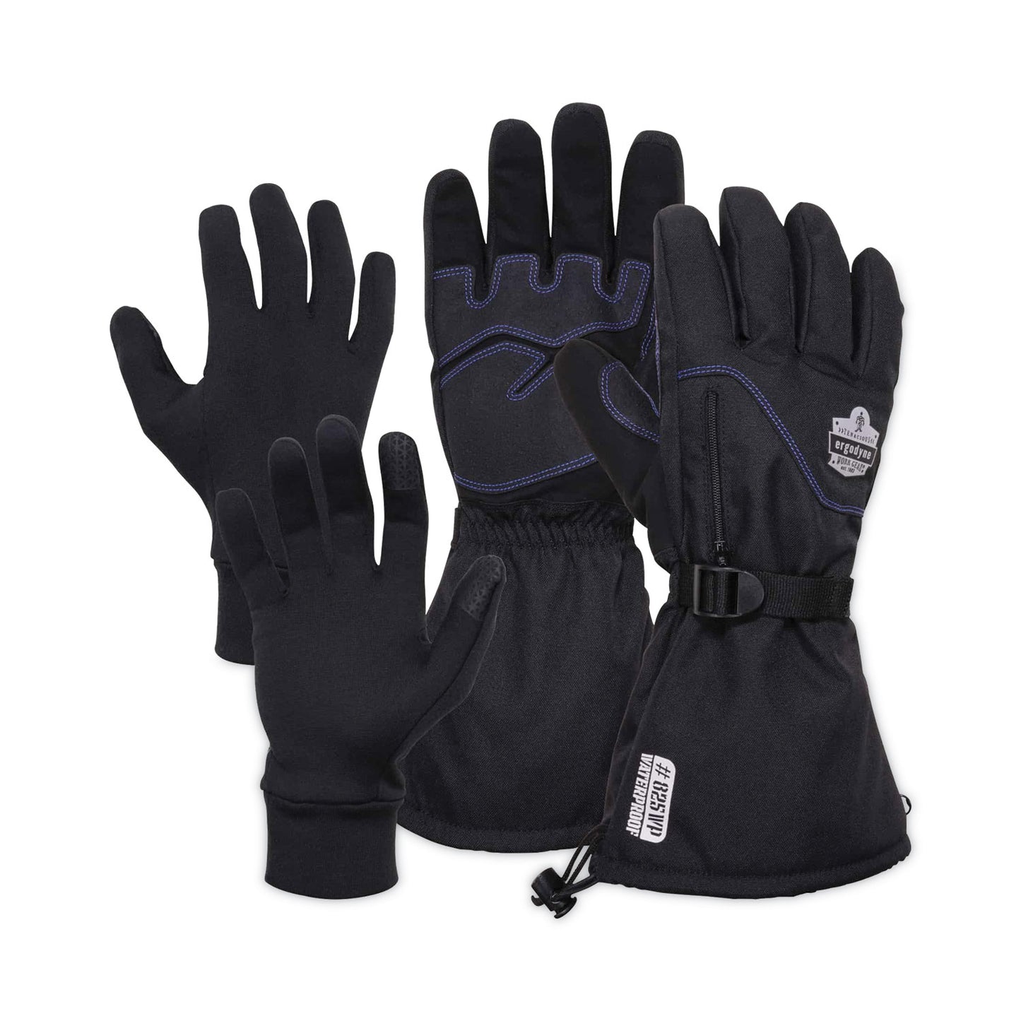 ergodyne ProFlex 825WP Thermal Waterproof Winter Work Gloves, Black, 2X-Large, Pair (17606)