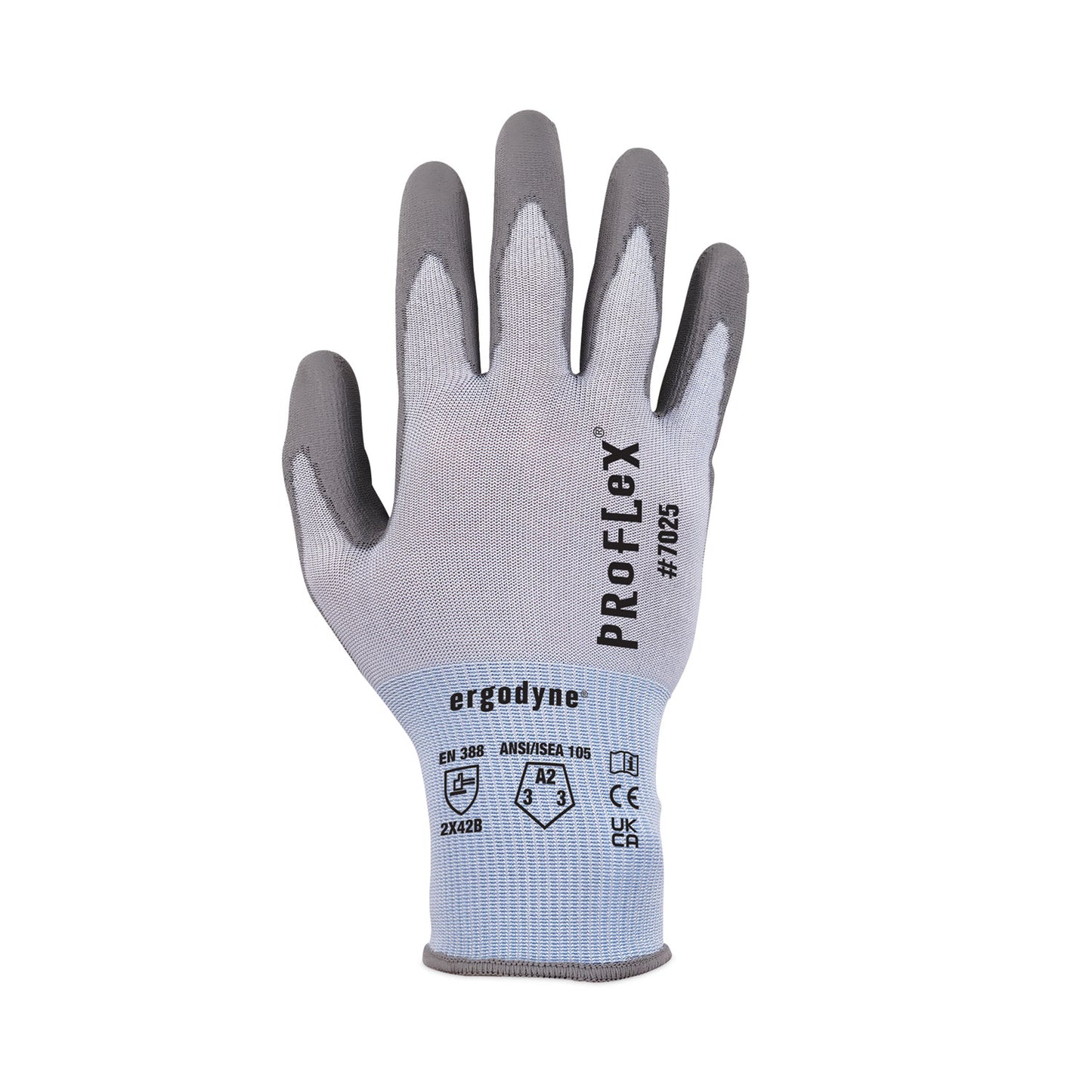 ergodyne ProFlex 7025 ANSI A2 PU Coated CR Gloves, Blue, Medium, Pair (10433)