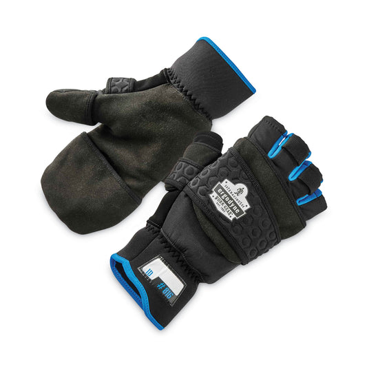 ergodyne ProFlex 816 Thermal Flip-Top Gloves, Black, Small, Pair (17342)