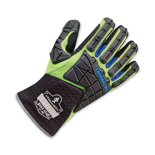 ergodyne ProFlex 925WP Performance Dorsal Impact-Reducing Thermal Waterproof Gloves, Black/Lime, Large, Pair (18104)