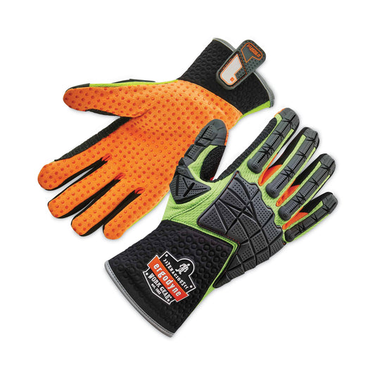 ergodyne ProFlex 925F(x) Standard Dorsal Impact-Reducing Gloves, Black/Lime, Small, Pair (17902)