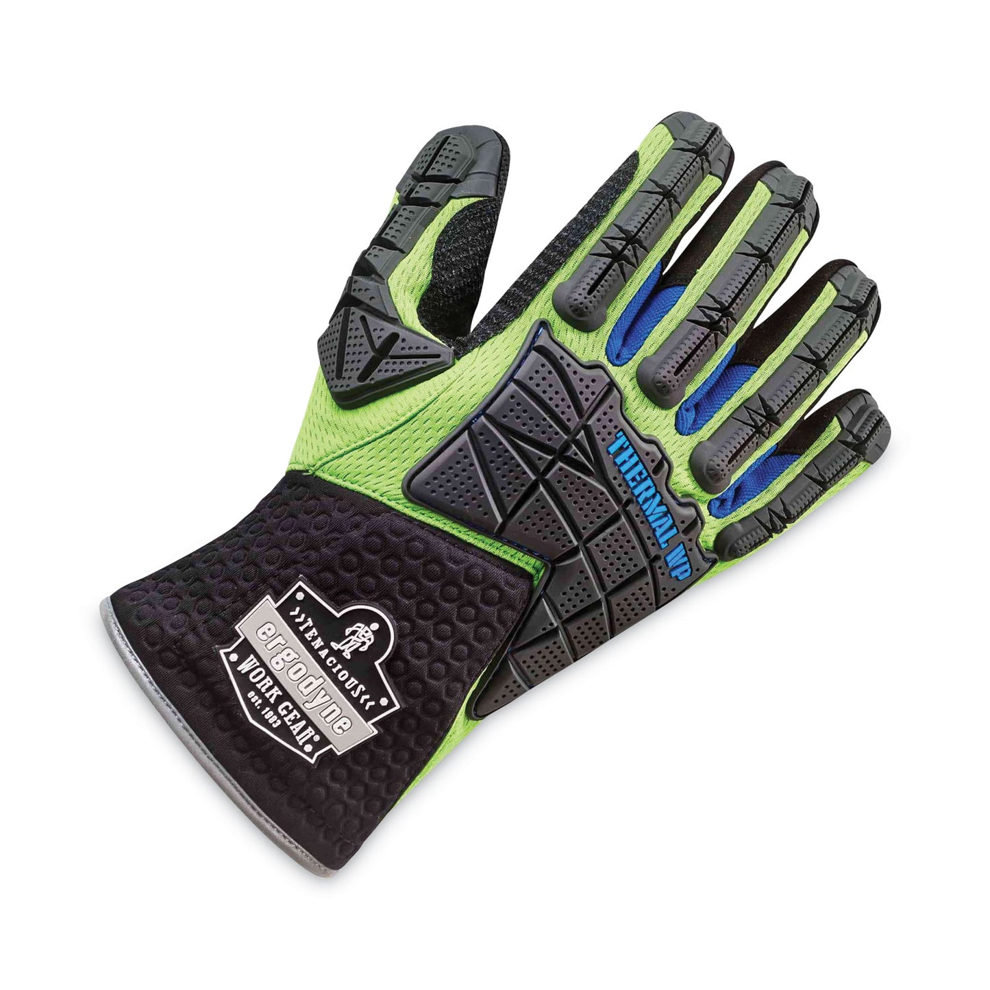 ergodyne ProFlex 925WP Performance Dorsal Impact-Reducing Thermal Waterproof Gloves, Black/Lime, 2X-Large, Pair (18106)