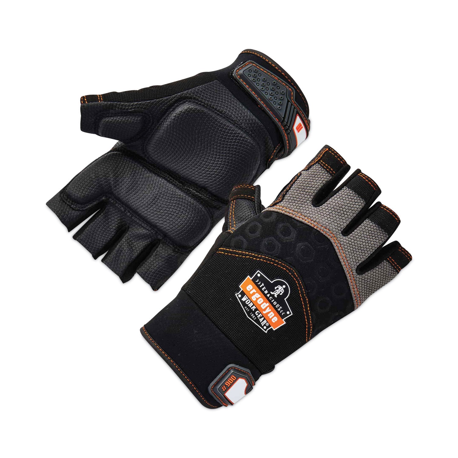 ergodyne ProFlex 900 Half-Finger Impact Gloves, Black, X-Large, Pair (17695)