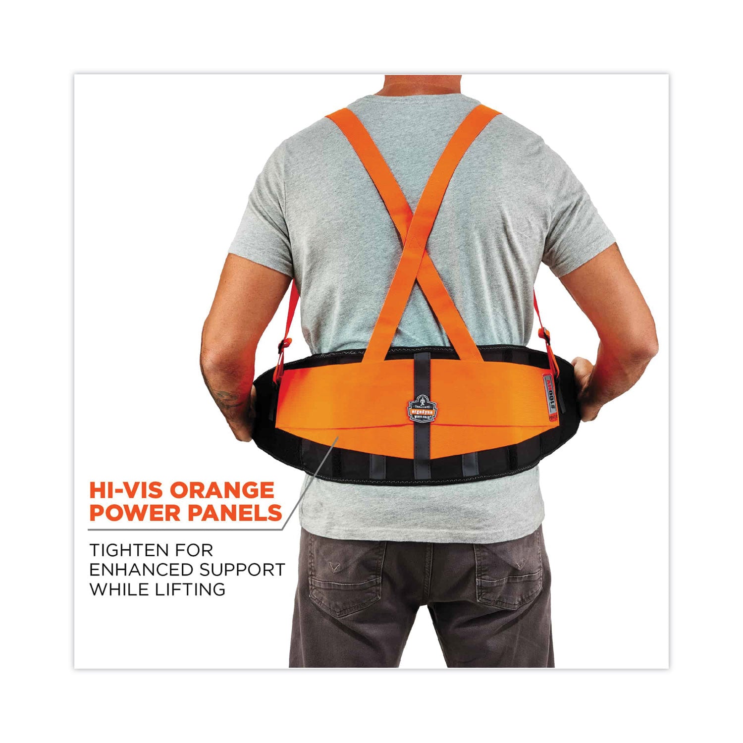 ergodyne ProFlex 100HV Economy Hi-Vis Spandex Back Support Brace, 3X-Large, 46" to 52" Waist, Black/Orange (11887)