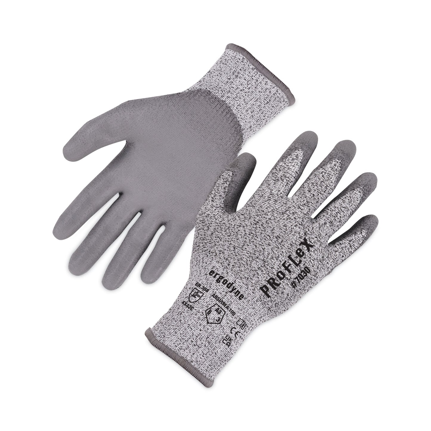 ergodyne ProFlex 7030 ANSI A3 PU Coated CR Gloves, Gray, 2X-Large, 12 Pairs/Pack (10456)