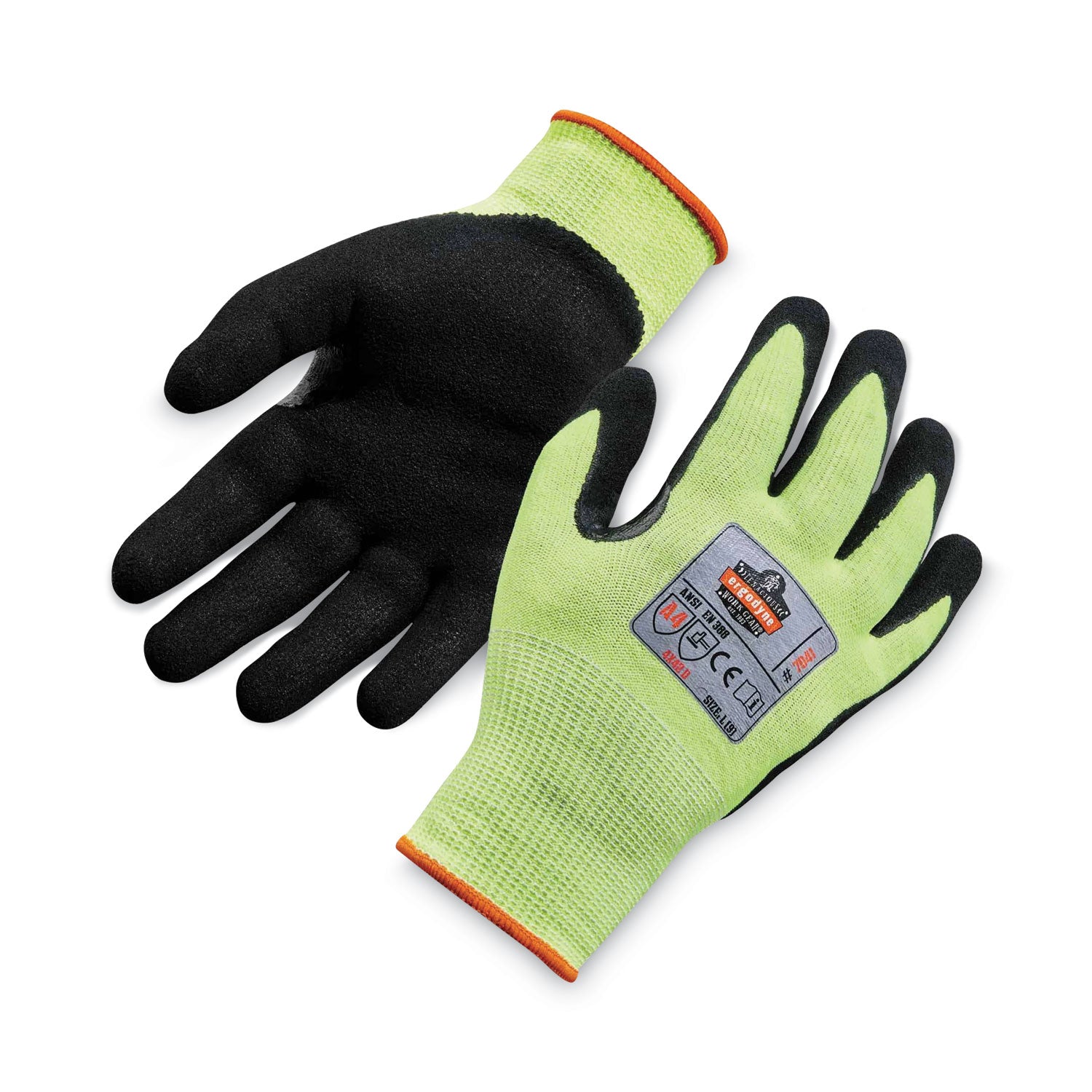 ergodyne ProFlex 7041 ANSI A4 Nitrile-Coated CR Gloves, Lime, Large, Pair (17814)