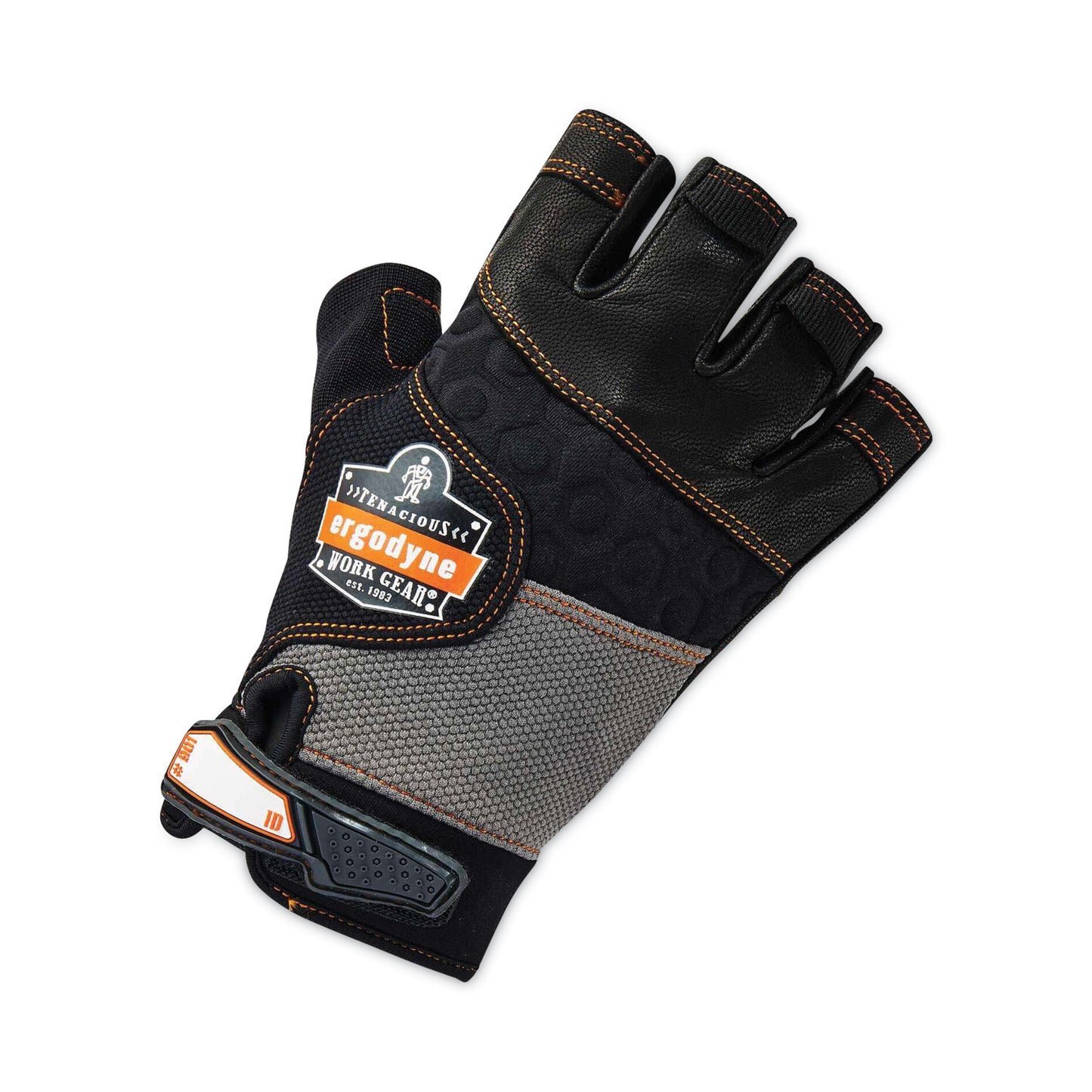 ergodyne ProFlex 901 Half-Finger Leather Impact Gloves, Black, Medium, Pair (17783)