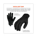 ergodyne ProFlex 812BLK High-Dexterity Black Tactical Gloves, Black, 2X-Large, Pair (17576)