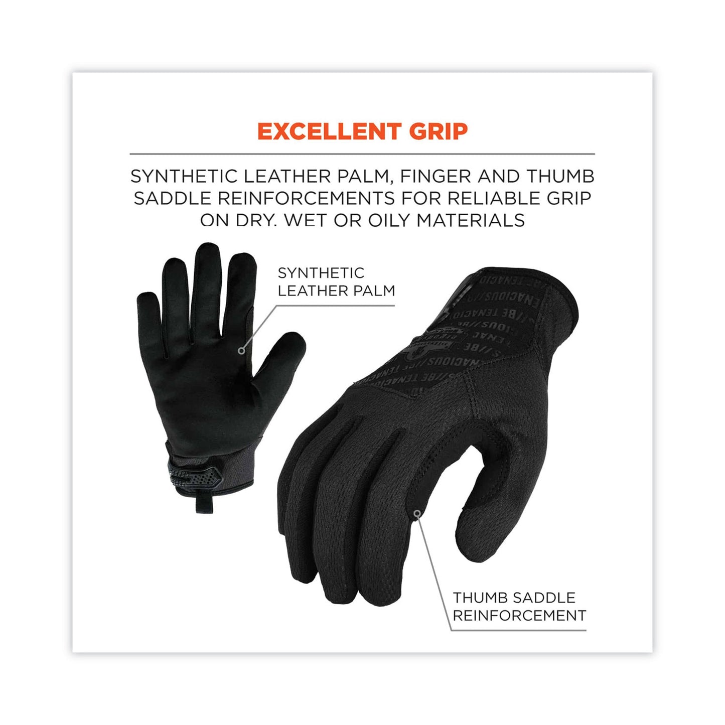 ergodyne ProFlex 812BLK High-Dexterity Black Tactical Gloves, Black, 2X-Large, Pair (17576)