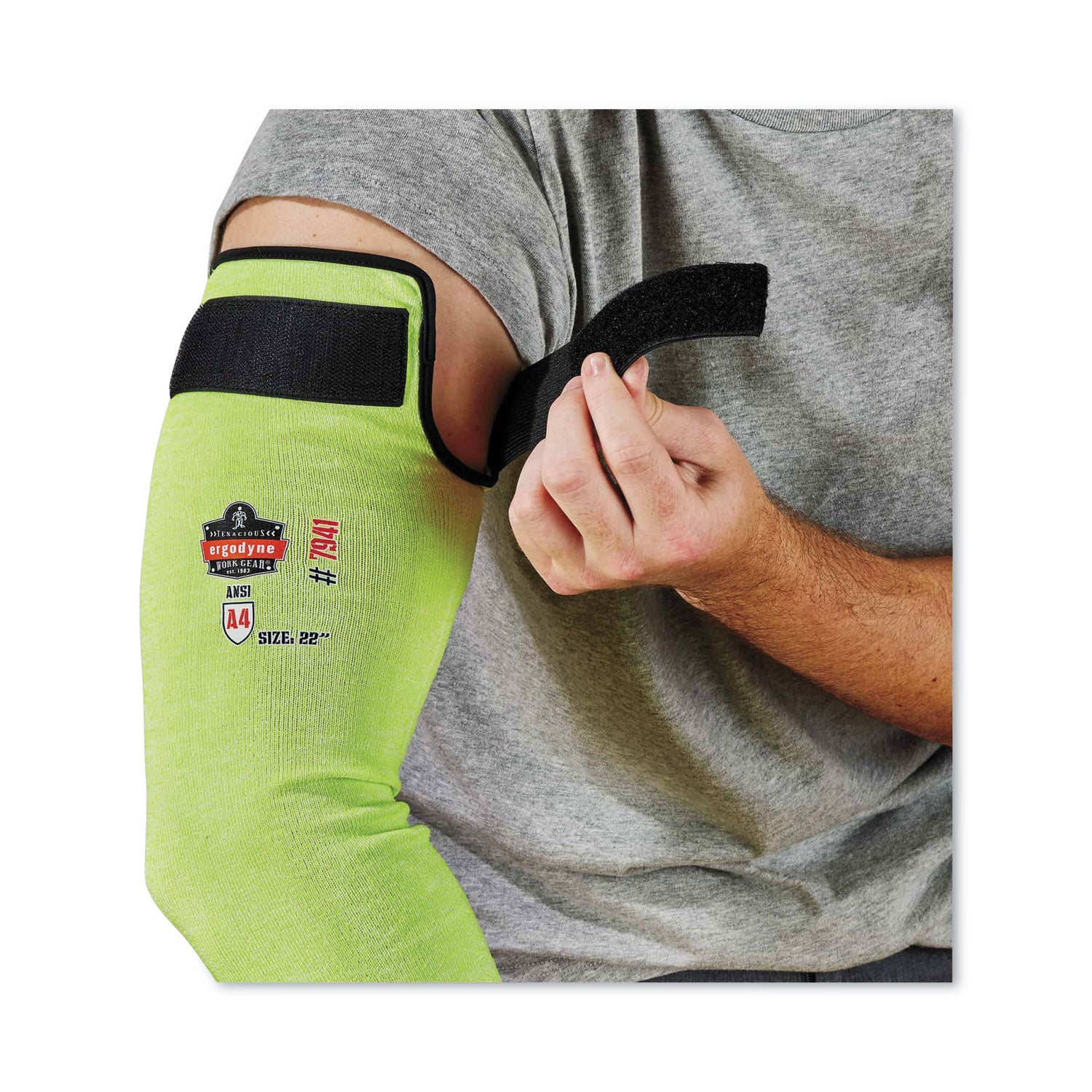 ergodyne ProFlex 7941-PR CR Protective Arm Sleeve, 22", Lime, Pair (17945)