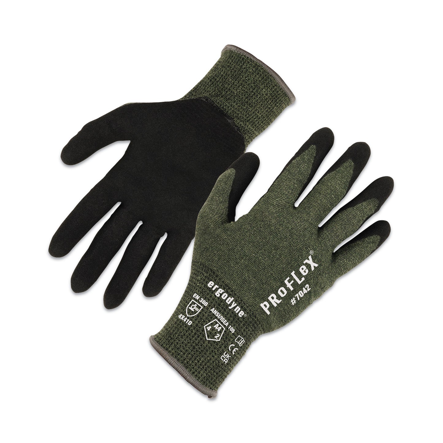 ergodyne ProFlex 7042 ANSI A4 Nitrile-Coated CR Gloves, Green, Medium, 12 Pairs/Pack (10333)