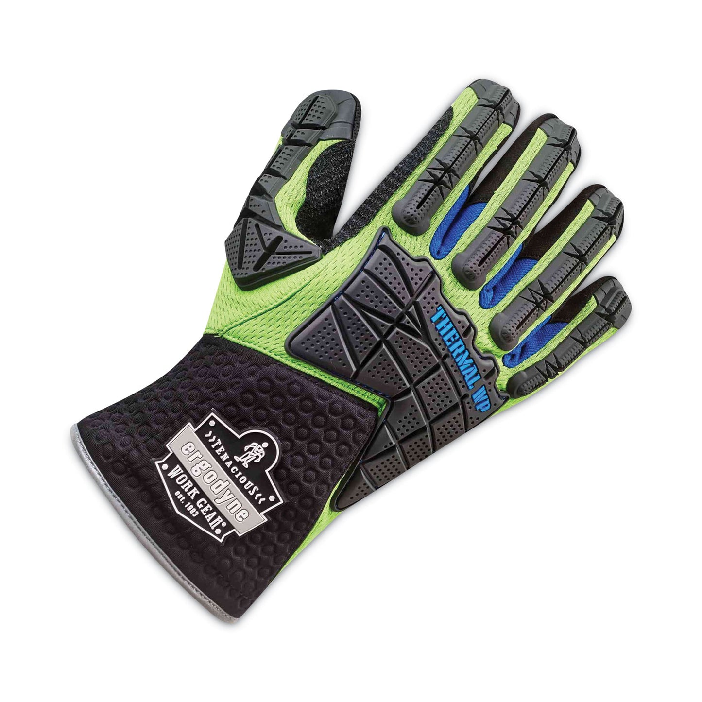 ergodyne ProFlex 925WP Performance Dorsal Impact-Reduce Thermal Waterproof Glove, Black/Lime, Medium, Pair (18103)