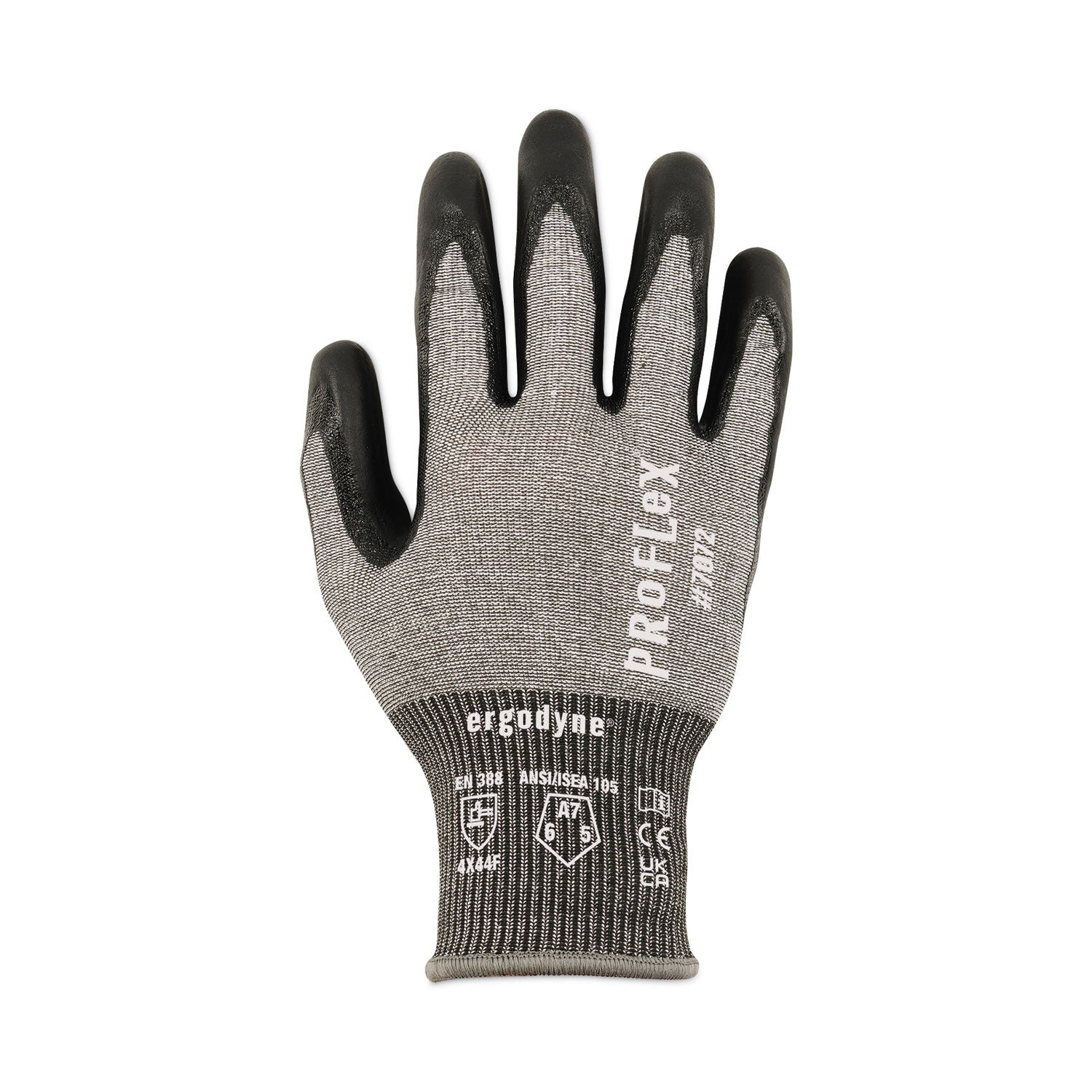 ergodyne ProFlex 7072 ANSI A7 Nitrile-Coated CR Gloves, Gray, Small, Pair (10312)