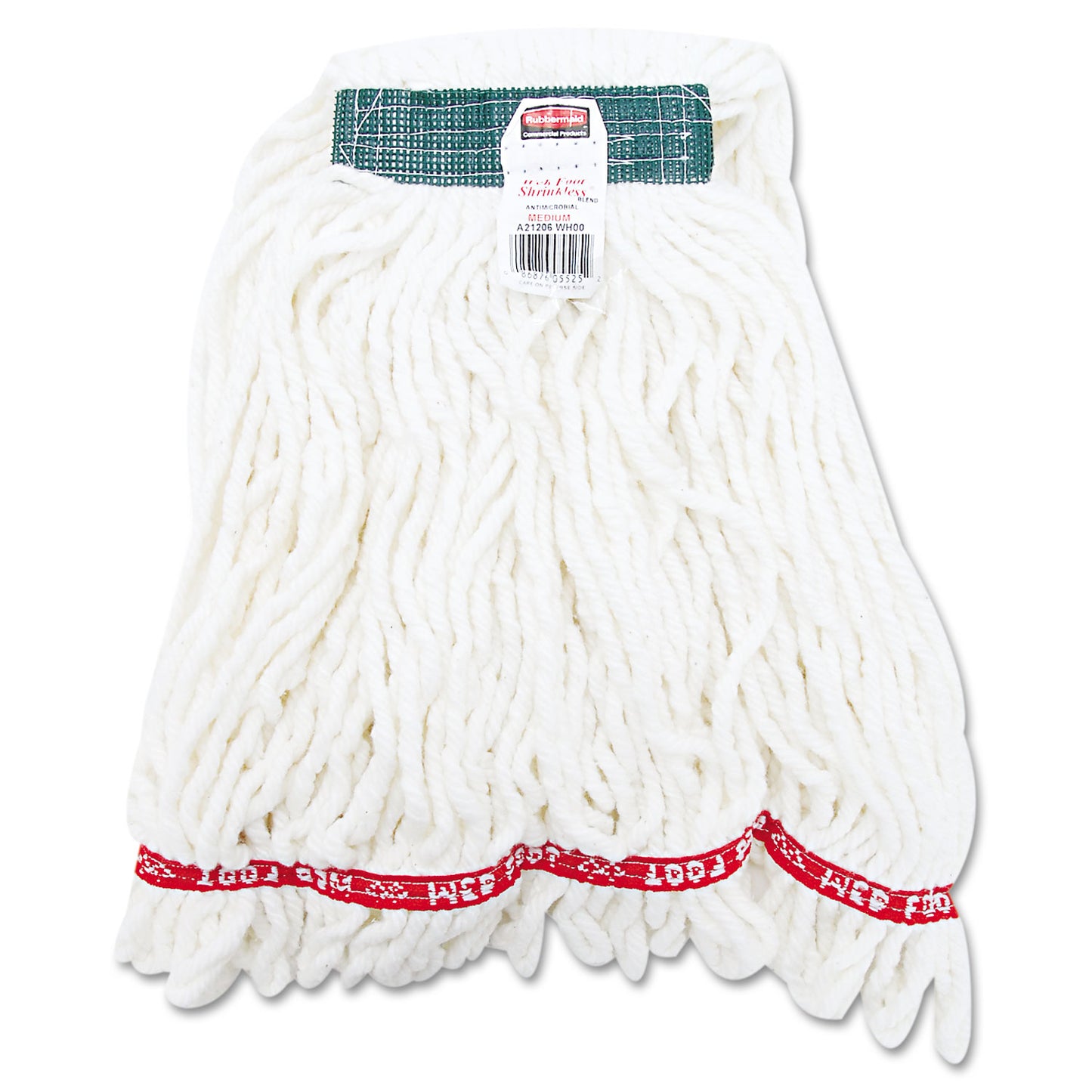 Rubbermaid Commercial Web Foot Shrinkless Looped-End Wet Mop Head, Cotton/Synthetic, Medium, White (A21206WHI)