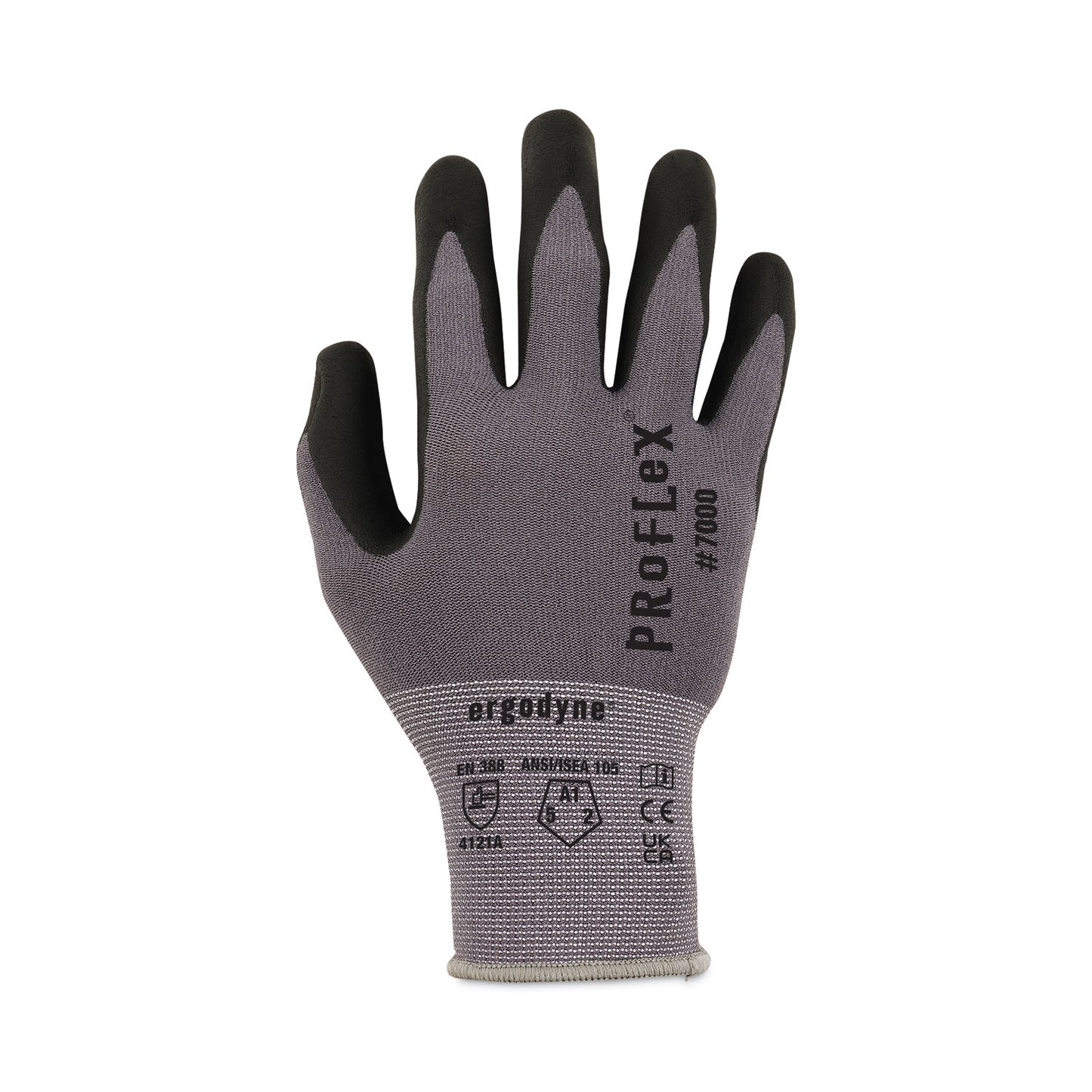 ergodyne ProFlex 7000 Nitrile-Coated Gloves Microfoam Palm, Gray, Large, 12 Pairs/Pack (10364)