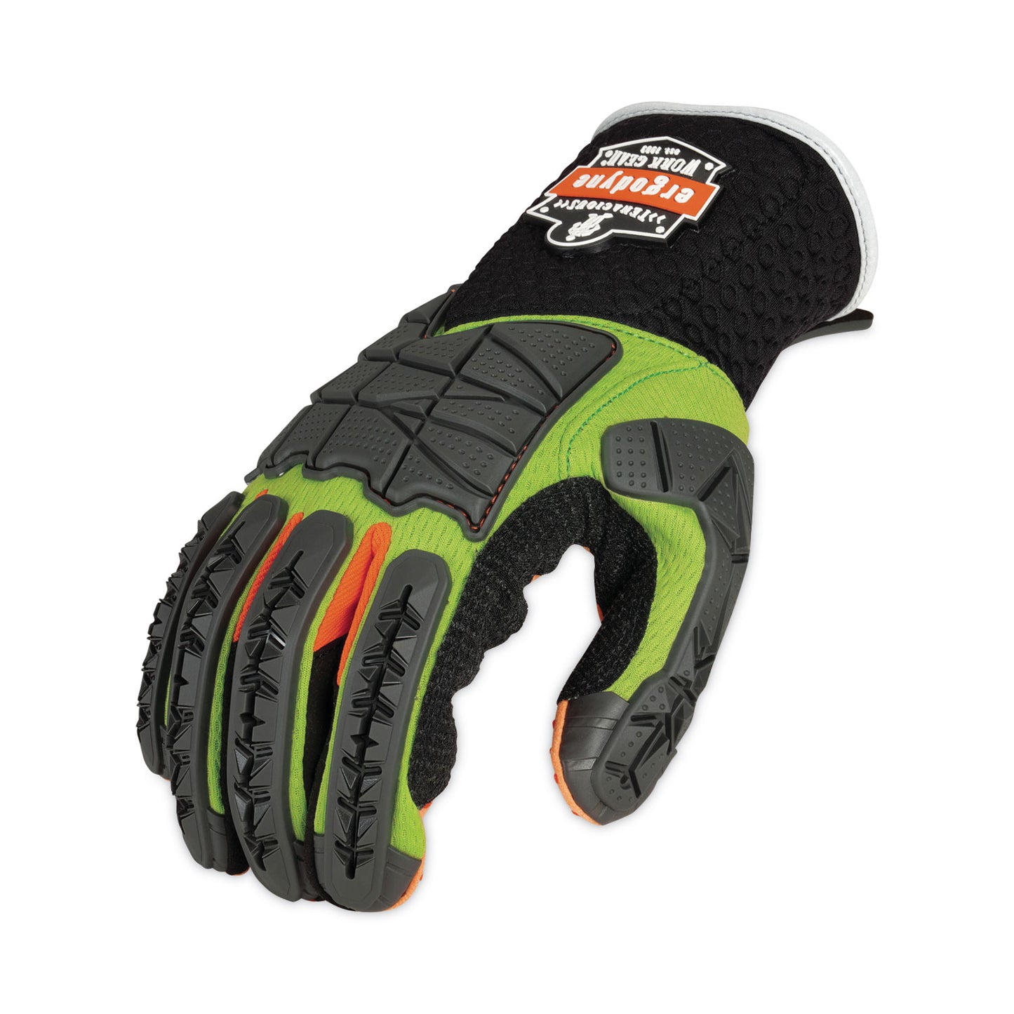 ergodyne ProFlex 925F(x) Standard Dorsal Impact-Reducing Gloves, Black/Lime, X-Large, Pair (17905)