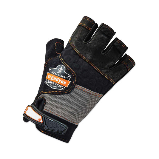 ergodyne ProFlex 901 Half-Finger Leather Impact Gloves, Black, 2X-Large, Pair (17786)