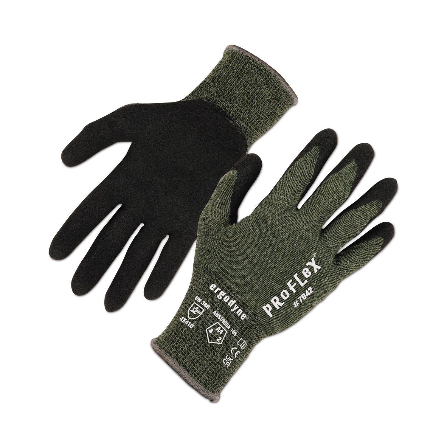 ergodyne ProFlex 7042 ANSI A4 Nitrile-Coated CR Gloves, Green, 2X-Large, 12 Pairs/Pack (10336)