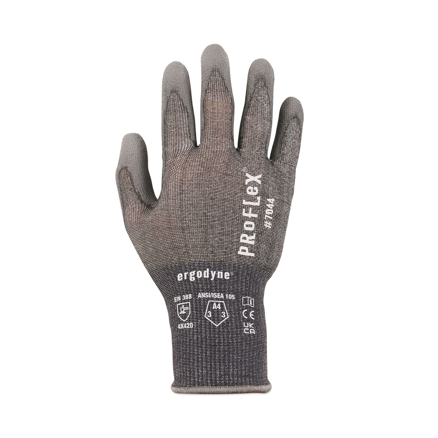 ergodyne ProFlex 7044 ANSI A4 PU Coated CR Gloves, Gray, 2X-Large, 12 Pairs/Pack (10486)