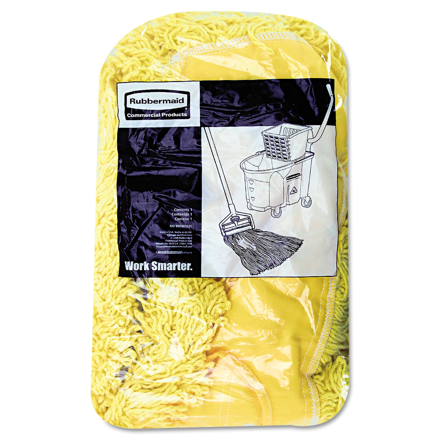 Rubbermaid Commercial Trapper Commercial Dust Mop, Looped-end Launderable, 5" x 24", Yellow (J15300YEL)