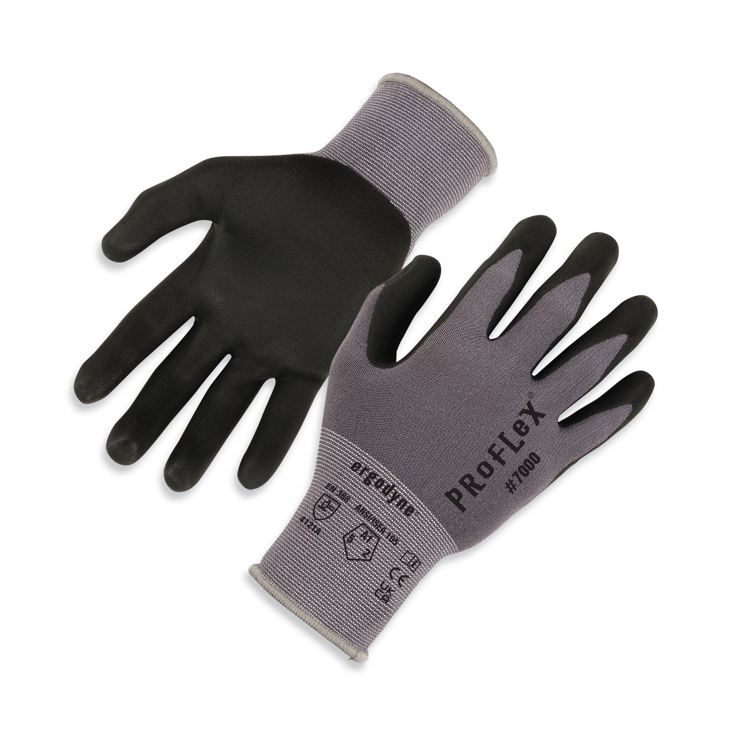 ergodyne ProFlex 7000 Nitrile-Coated Gloves Microfoam Palm, Gray, 2X-Large, Pair (10376)