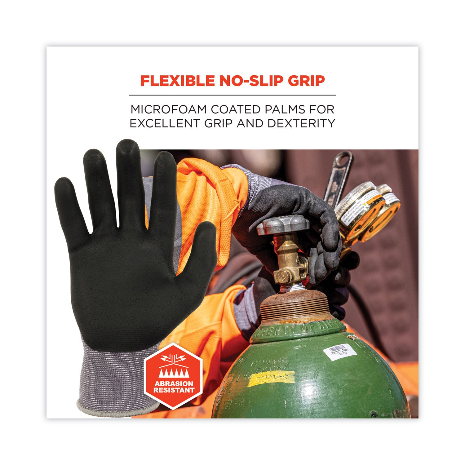 ergodyne ProFlex 7000 Nitrile-Coated Gloves Microfoam Palm, Gray, Medium, Pair (10373)