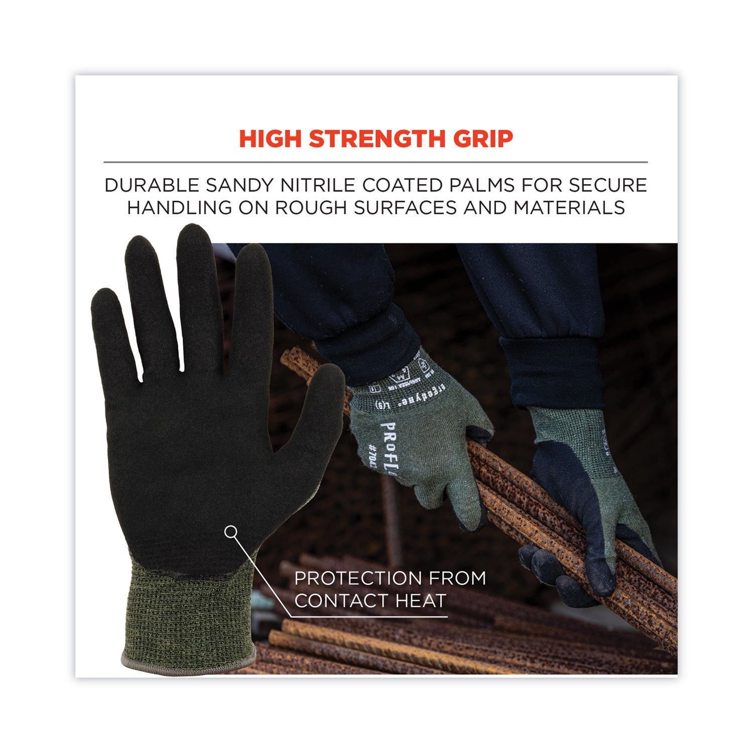 ergodyne ProFlex 7042 ANSI A4 Nitrile-Coated CR Gloves, Green, 2X-Large, Pair (10346)