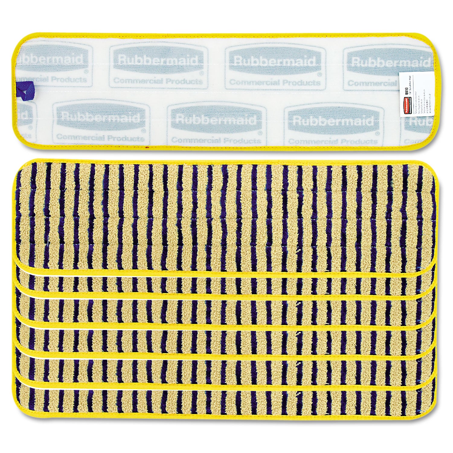 Rubbermaid Commercial Microfiber Scrubber Pad, Vertical Polyprolene Stripes, 18", Yellow, 6/Carton (Q810YEL)