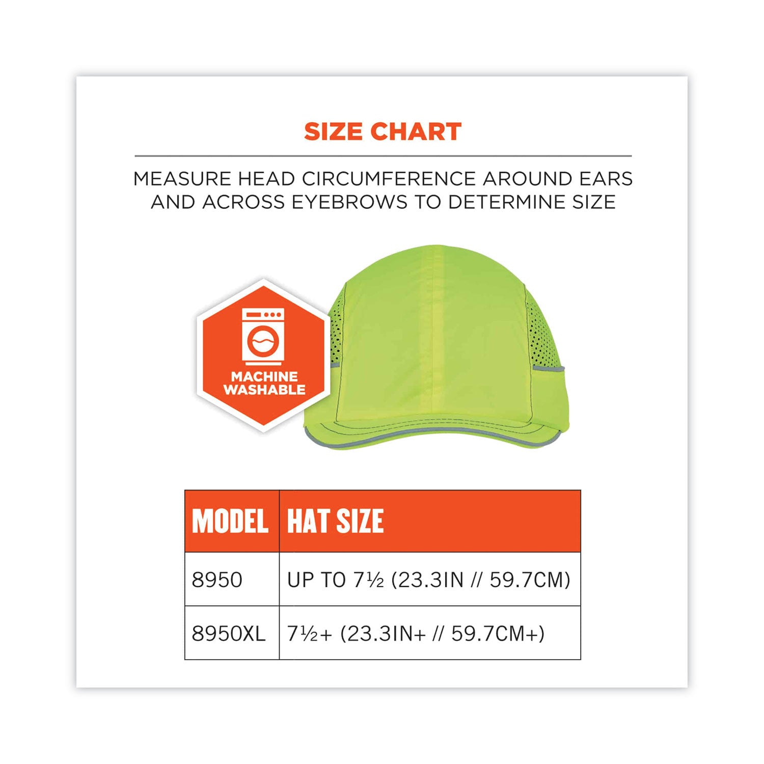 ergodyne Skullerz 8950 Bump Cap Hat, Micro Brim, Lime (23331)