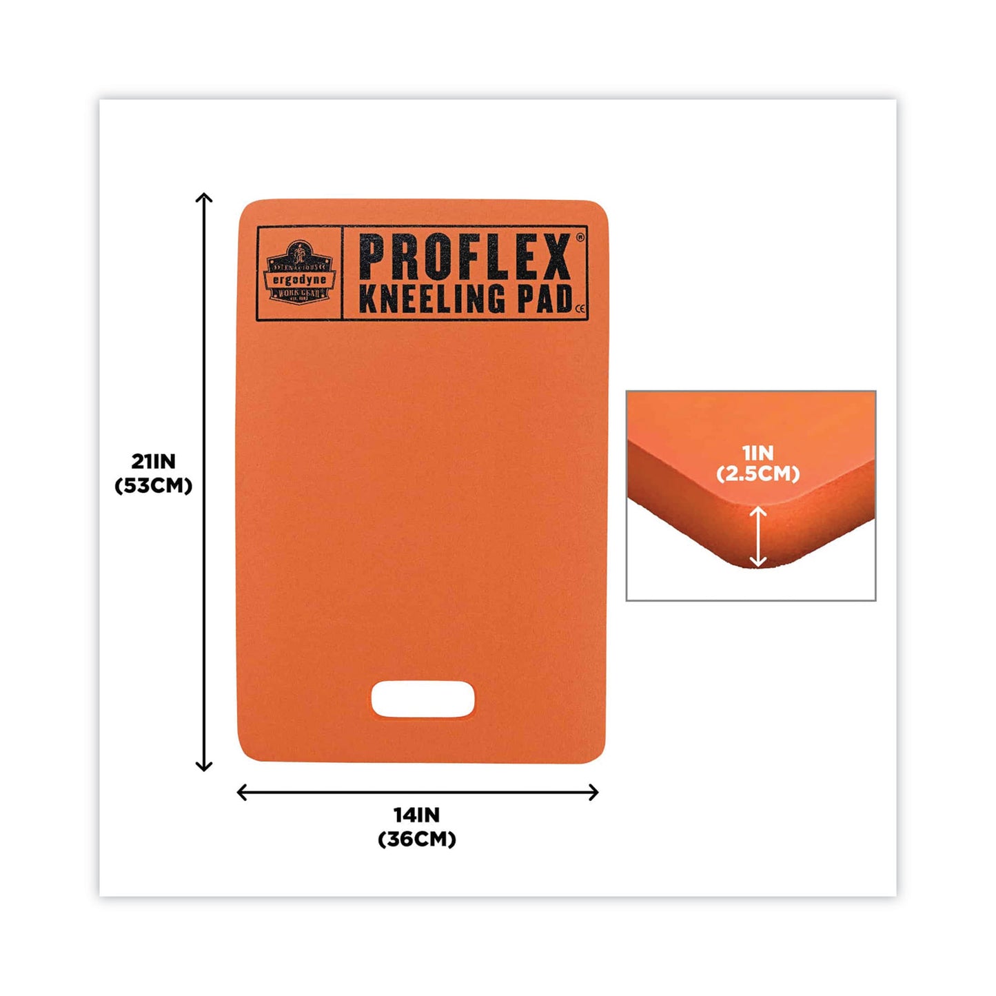 ergodyne ProFlex 380 Standard Foam Kneeling Pad, 1", Medium, Orange (18381)