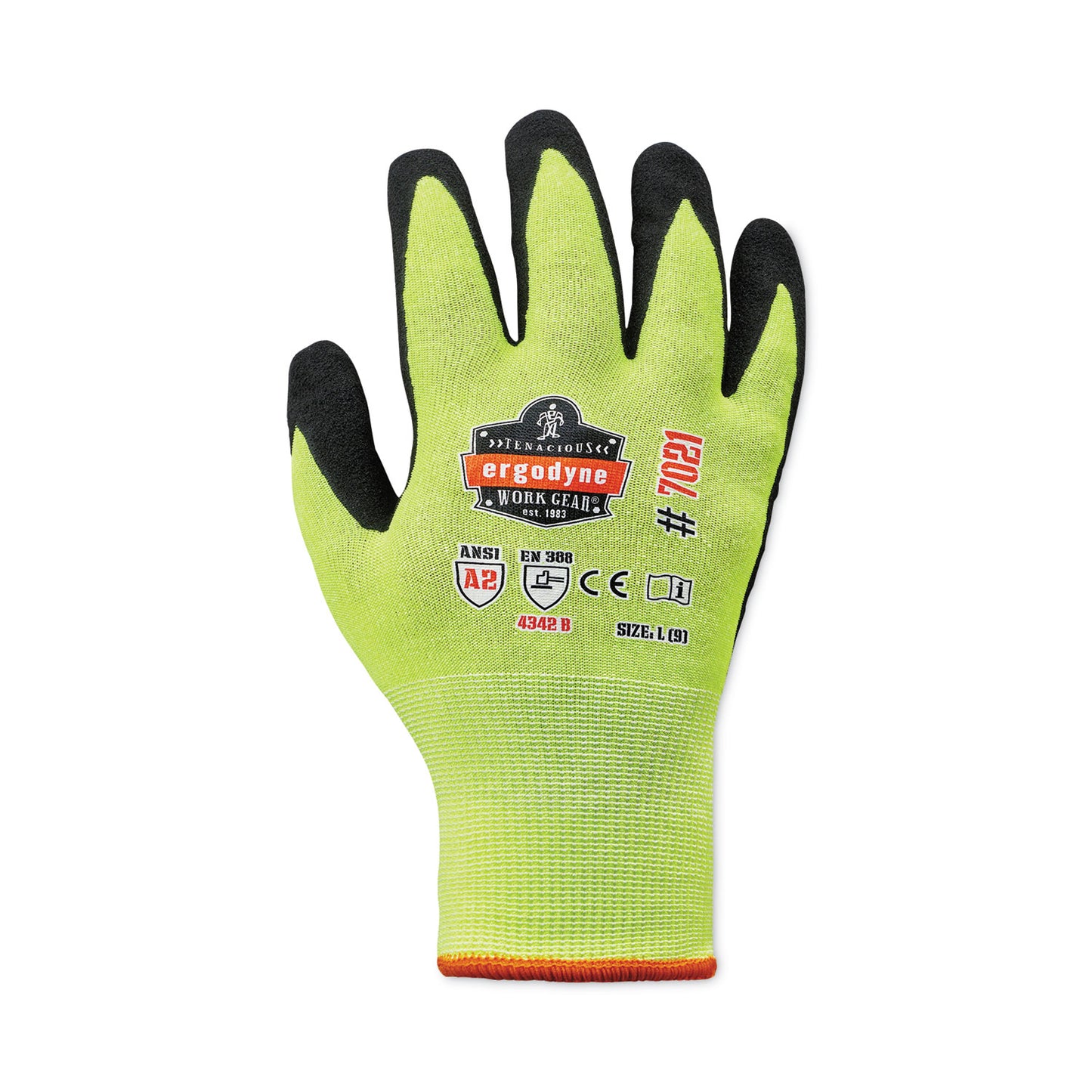 ergodyne ProFlex 7021 Hi-Vis Nitrile-Coated CR Gloves, Lime, Large, Pair (17964)