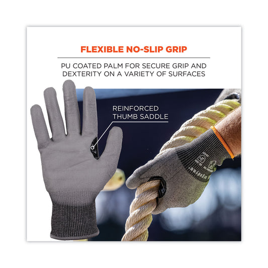 ergodyne ProFlex 7071 ANSI A7 PU Coated CR Gloves, Gray, 2X-Large, Pair (18076)